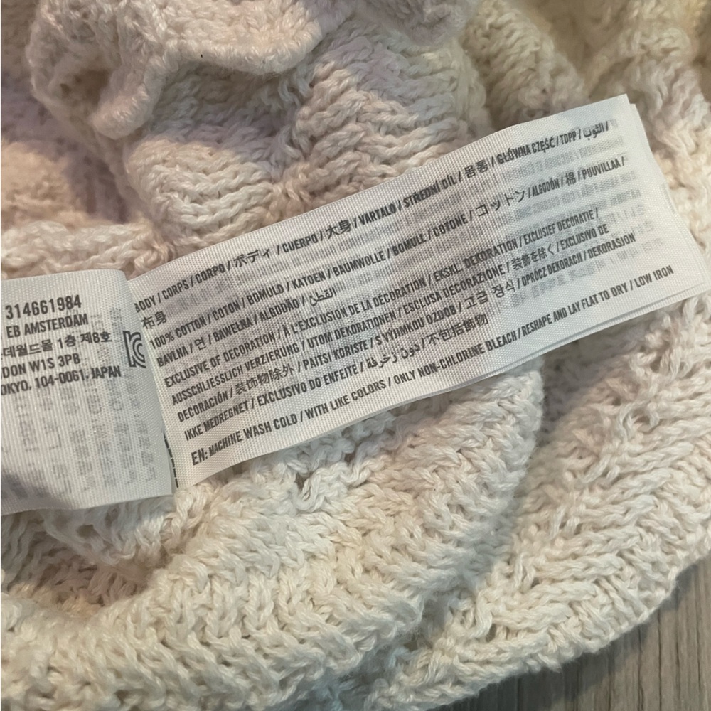 Abercrombie & Fitch Ivory Cream Scalloped Hem Knit Cotton Cardigan size Small - Picture 5 of 8